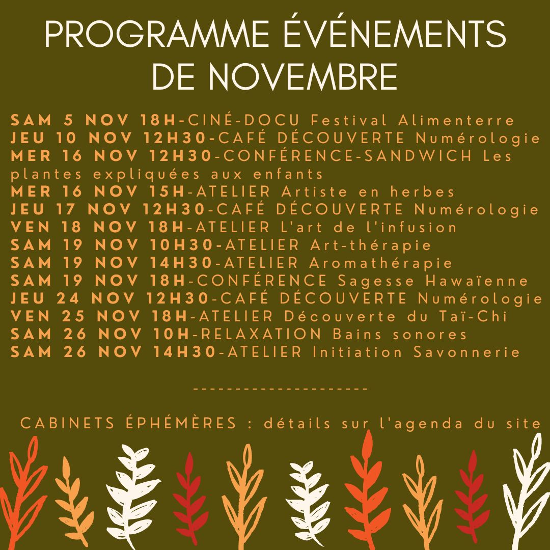 Programme événements de novembre 2022